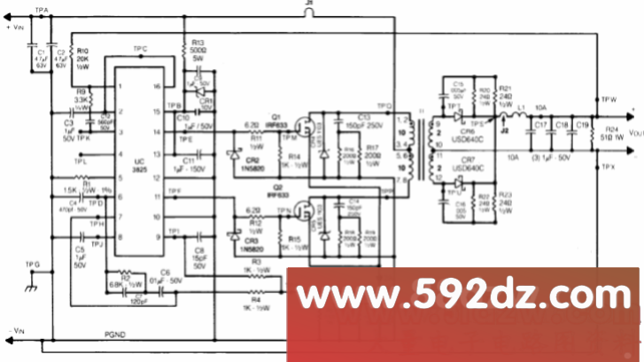 高速双路pwm控制器uc3825开关电源应用电路