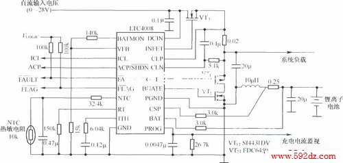 4a/12.3v锂离子电池充电器电路(ltc4008为控制芯片)