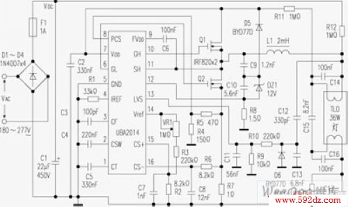 uba2015组成的电子镇流器电路图